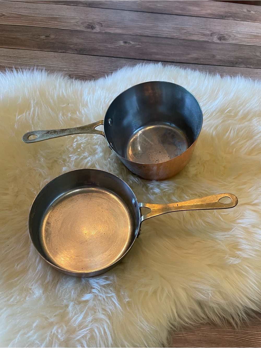 Vintage French Copper Saucepans ~ Set of 2 - Picture 3 of 9
